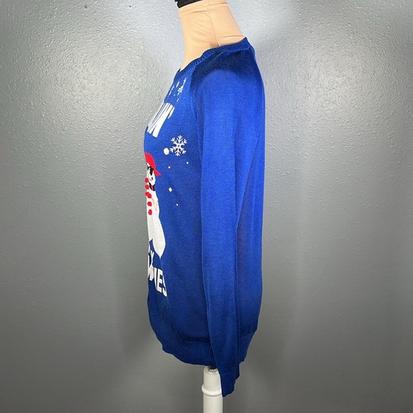 Blue Chillin with my snowmies snowman holiday ugly christmas sweater size M - Picture 3 of 9
